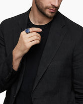 Streamline® Signet Ring in 18K White Gold with Blue Sapphires, 23mm